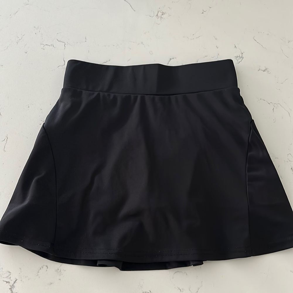 Black TENNIS PICKLEBALL SKORT SKIRT SIDE POCKETS PLEATED HIGH WAIST S